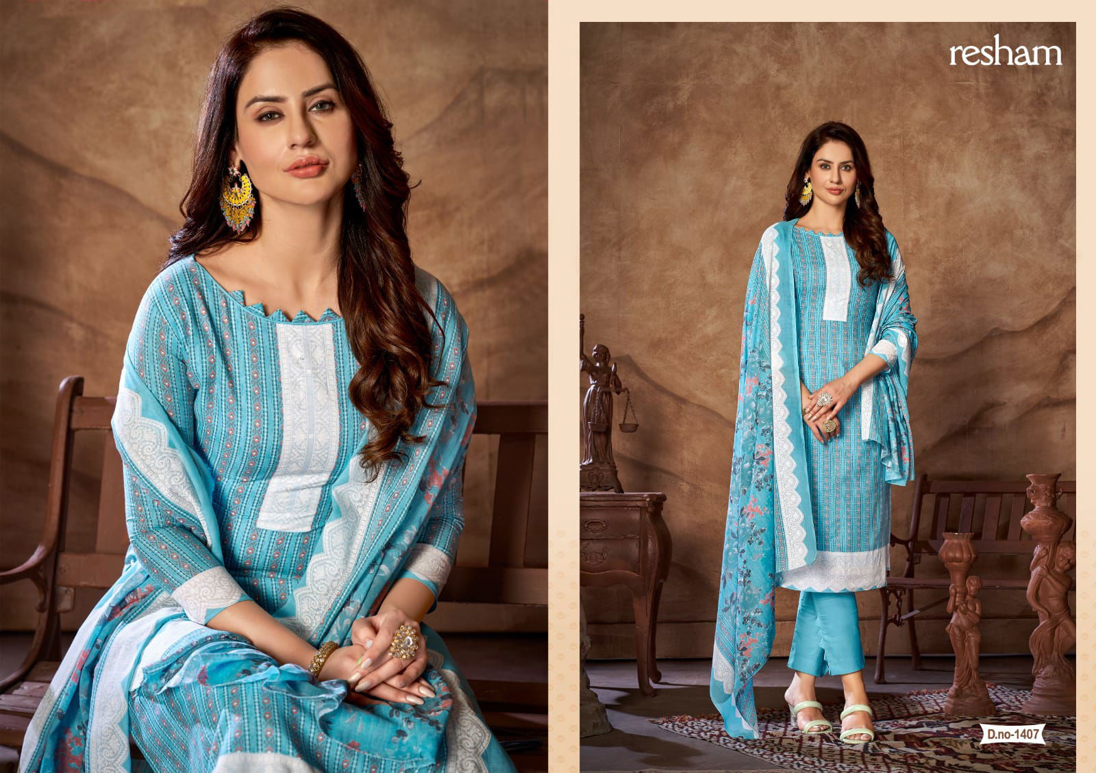 Skt Resham Printed Cotton Dress Material Catalog
